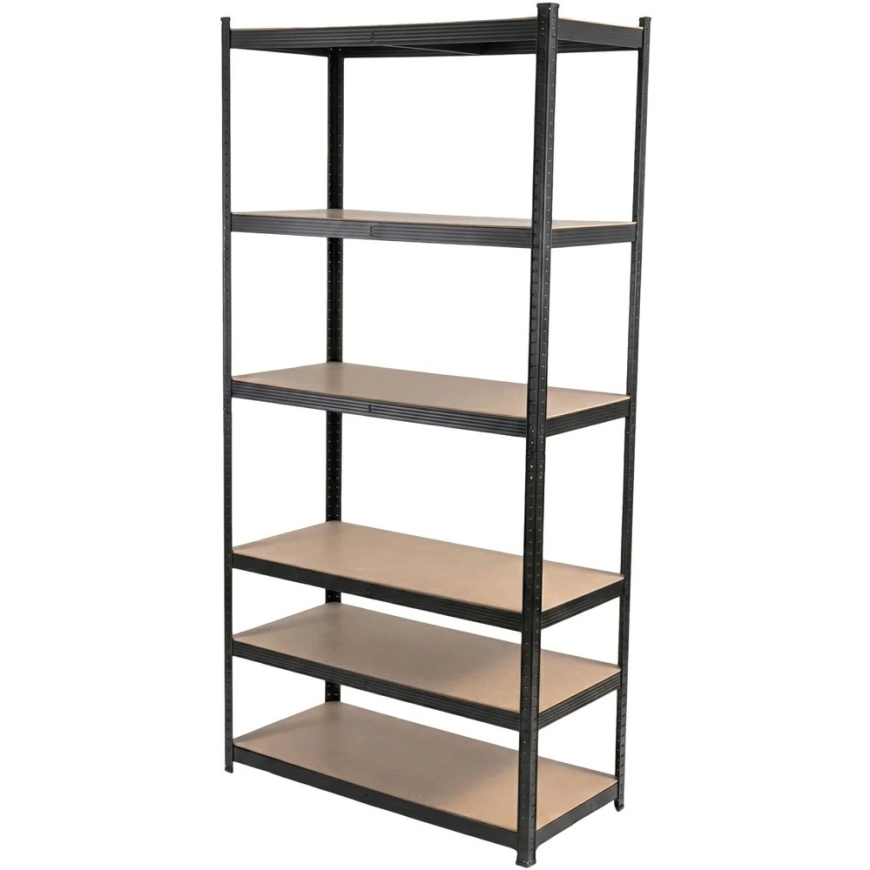 Presoojama metallriiul, 6 riiulit, 2220 × 1100 × 500 mm, 175 kg, must – 2