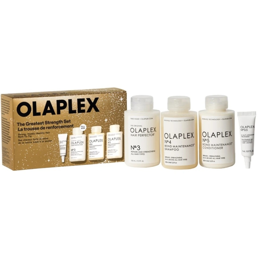 Olaplex Suurim Tugevuse Komplekt (peanaha lotion, 5 ml + juuste šampoon, 100 ml + juuste mask, 100 ml + juuste palsam, 100 ml)