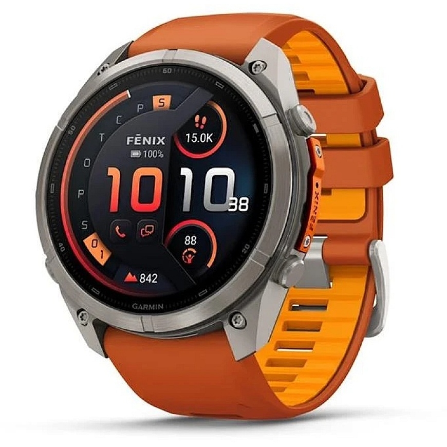 Garmin fenix 9 Pro viedpulkstenis, inReach, 51 mm, titāna korpuss ar „Autumn Orange“ / „Spark Orange“ silikona siksniņu – 2