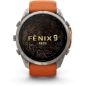 Garmin fenix 9 Pro smartwatch, inReach, 51 mm, titanium case with Autumn Orange / Spark Orange silicone strap