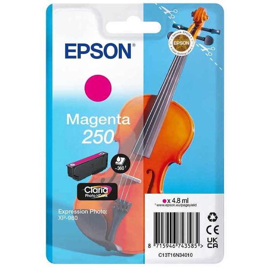 Epson 250 чернила - 4,8 мл - пурпурный - оригинал - блистерная упаковка - картридж с чернилами - fur P/N: C11CL95402