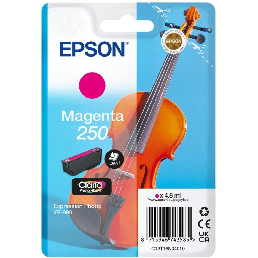 Epson 250 tinte - 4,8 ml - purpura - oriģināls - blister iepakojums - tintes kasete - fur P/N: C11CL95402 – 2