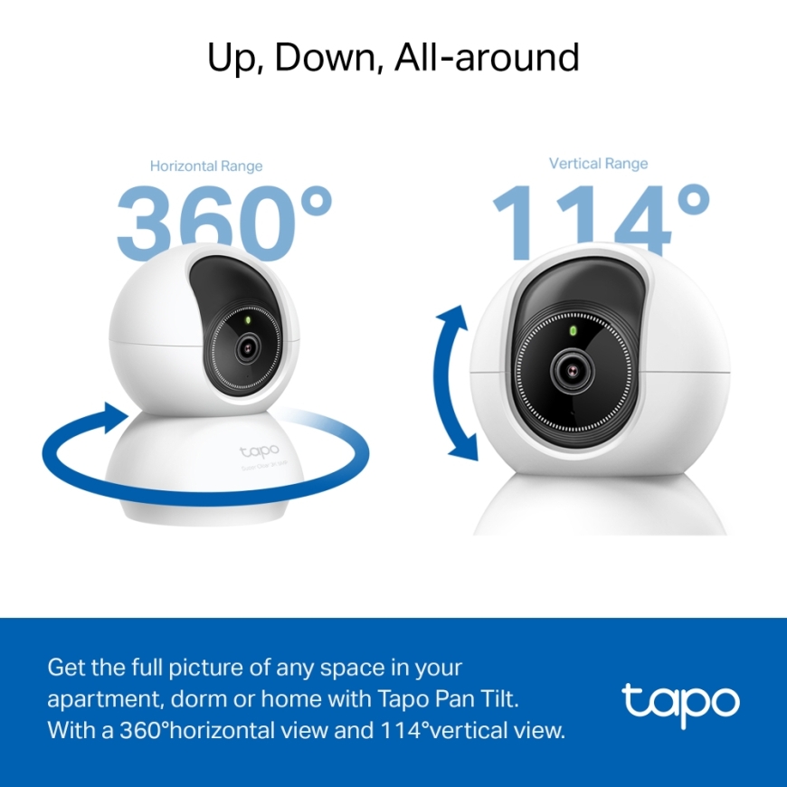 TP-Link Tapo C230 Лампа IP камера видеонаблюдения Для помещений 2880 x 1620 пикселей Потолочный/наст – 5