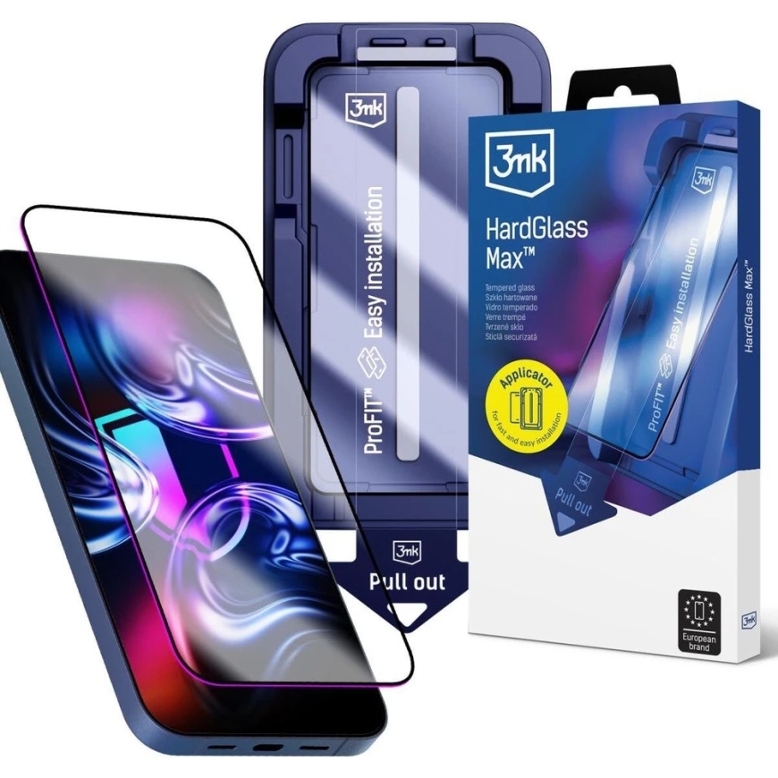 3MK HardGlass Max tempered glass with applicator, designed for Samsung Galaxy S24/S25
