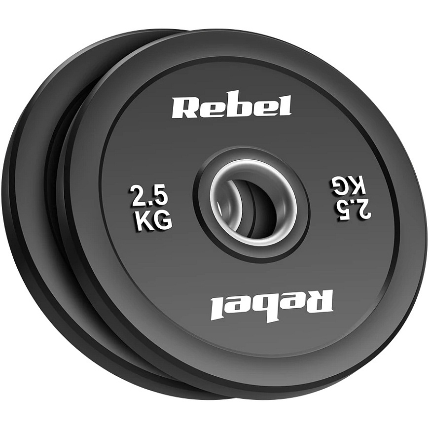 Олимпийские резиновые диски BUMPER набор 2x2.5кг, диаметр отверстия 51 мм, REBEL ACTIVE