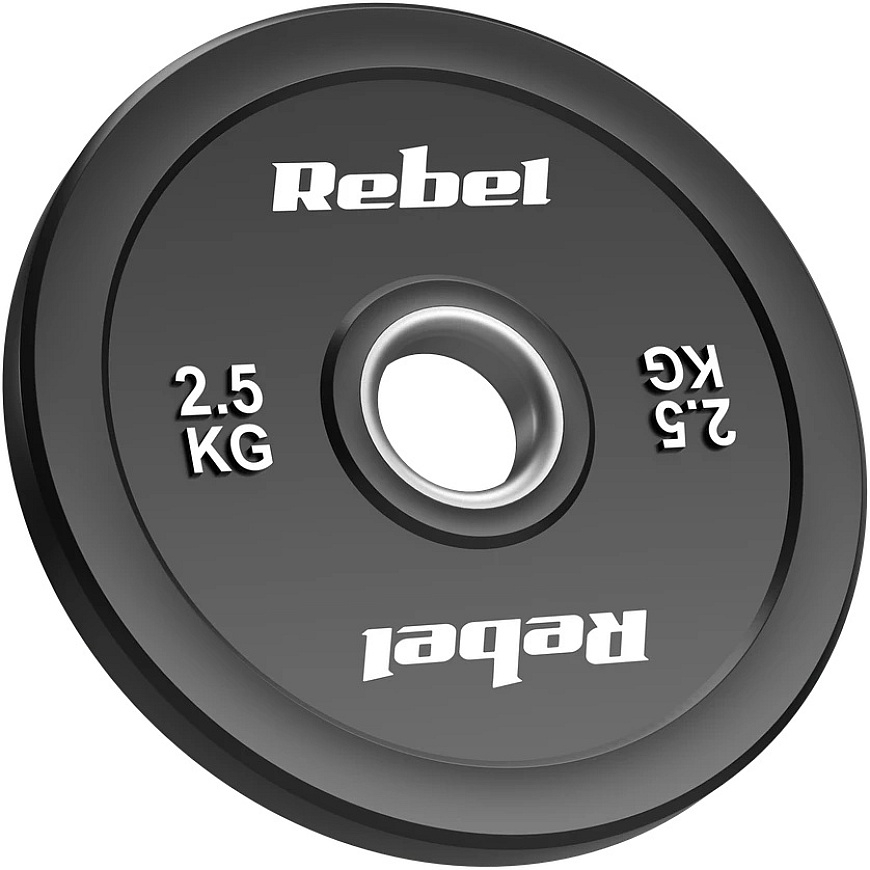 Olimpiniai gumuoti svarmenys BUMPER rinkinys 2x2.5kg, skylės skersmuo 51 mm, REBEL ACTIVE – 2