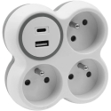 Hand Home Trilypis splitter, 3x socket outlets with grounding, 1x USB A port -18W, 1x USB C port – PD 20W Hand Home Trilypis splitter, 3x socket outlets with grounding, 1x USB A port -18W, 1x USB C port – PD 20W