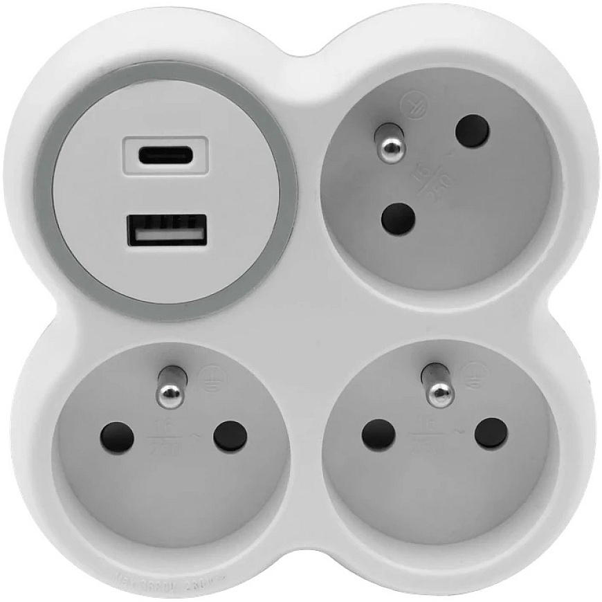 Käe kodu Trilypis jaotur, 3x pistikupesa maaga, 1x USB A port -18W, 1x USB C port – PD 20W – 3