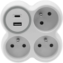Hand Home Trilypis jakaja, 3x maadoitettu pistorasia, 1x USB A -portti -18W, 1x USB C -portti – PD 20W