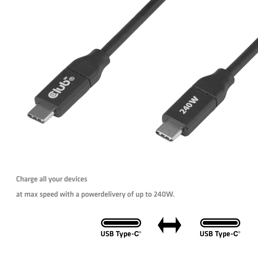 CLUB3D CAC-2506 USB кабель 2 m USB C 0 Gbit/s 240 W Черный – 4