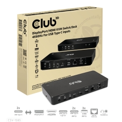 CLUB3D CSV-1585 (KVM) tastatūras/video/peļu pārslēgšanas mehānisms Melns