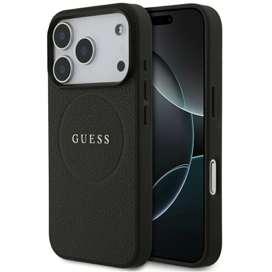 Guess Grained Gold Ring MagSafe kest iPhone 18 Pro / 17 Pro – must