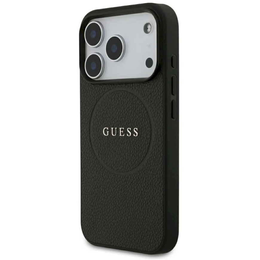 Guess Grained Gold Ring MagSafe -kotelo iPhone 18 Pro / 17 Pro – musta – 3