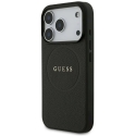 Guess Grained Gold Ring MagSafe Case for iPhone 18 Pro / 17 Pro – black