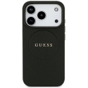 Guess Grained Gold Ring MagSafe Case for iPhone 18 Pro / 17 Pro – black
