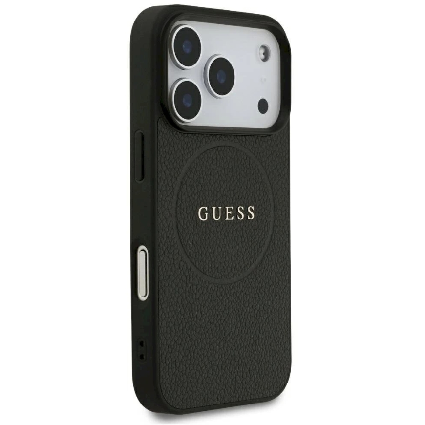 Guess Grained Gold Ring MagSafe Case for iPhone 18 Pro / 17 Pro – black – 5