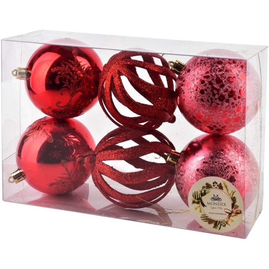 Mondex Since 1986 SANTA LILA 6 kalėdinių rutulių rinkinys 8 cm