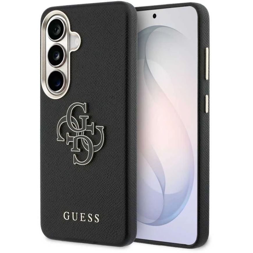 Чехол Guess PU 4G Resin Metal Logo для Samsung Galaxy S26+ черного цвета