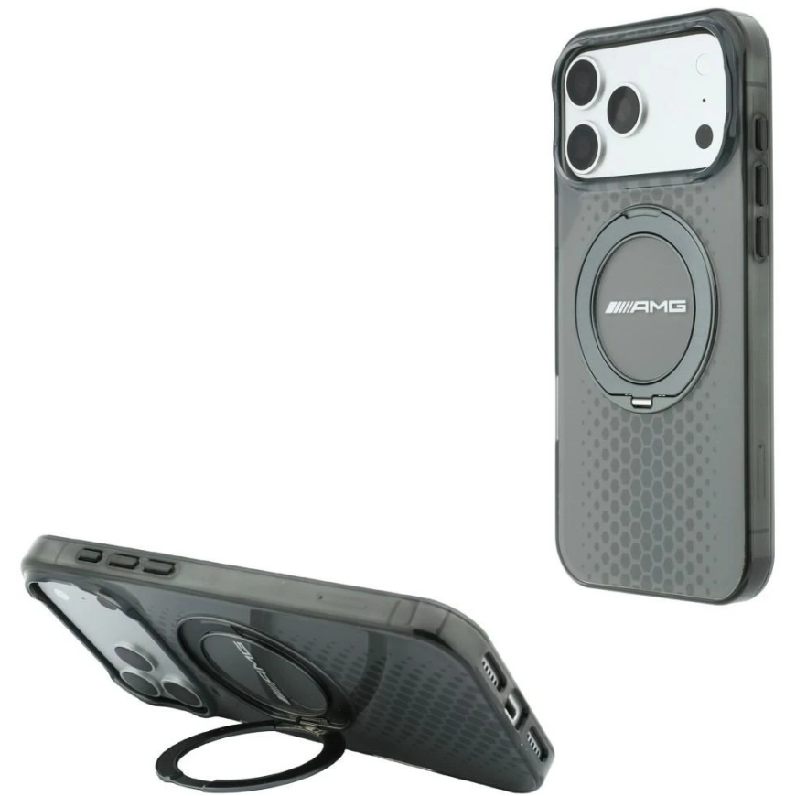 Mercedes AMG IML kaksikerroksinen Urban Line kotelo renkaalla ja telineellä MagSafe iPhone 18 Pro Max / 17 Pro Max:lle – harmaa – 2