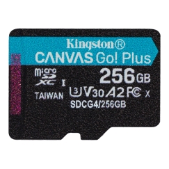 Kingston Technology 256 Gt microSDXC Canvas Go! Plus Gen4 200R A2 U3, yksittäispakkaus, ilman sovitinta