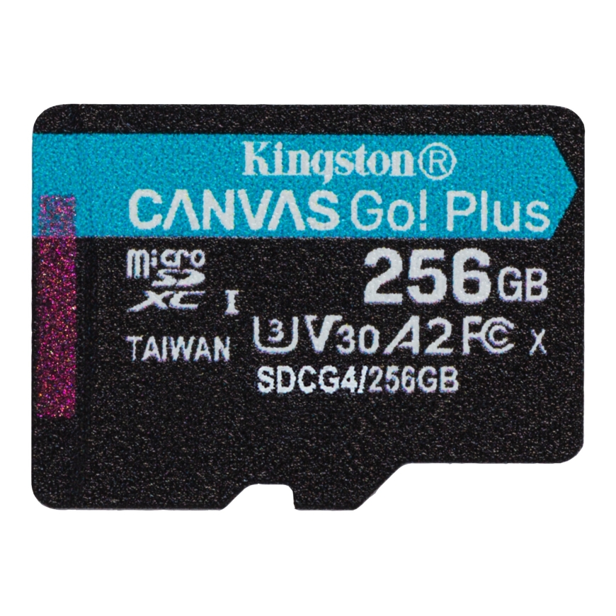 Kingston Technology 256GB microSDXC Canvas Go Plus Gen4 200R A2 U3 Single Pack w/o ADP