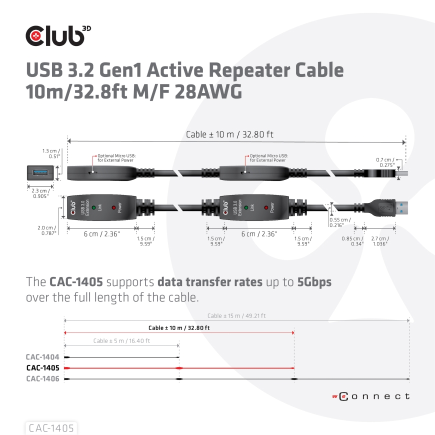 CLUB3D CAC-1405 USB-kaapeli USB 3.2 Gen 2 (3.1 Gen 2) 10 m USB A 5 Gbit/s Musta – 4