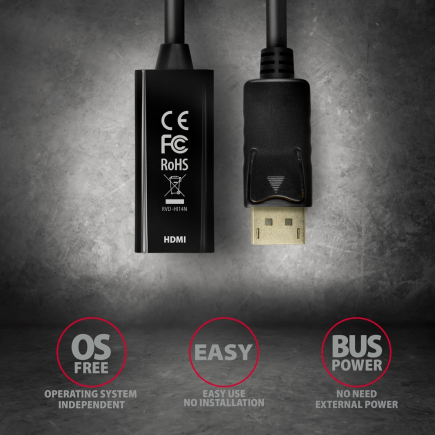 Axagon RVD-HI14N DisplayPort - HDMI 1.4 adapter 4K/30Hz – 5