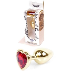 B Series Heavyfun Golden Heart-Shaped Plug-Decoration, Red