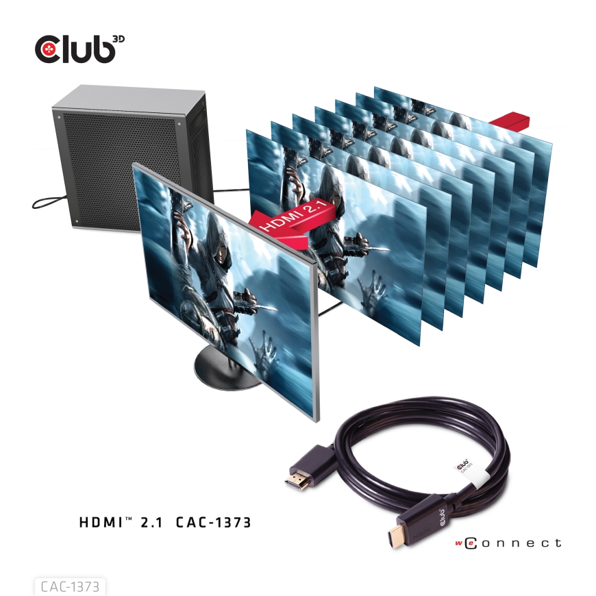 CLUB3D Ultra High Speed HDMI 4K120Hz, 8K60Hz Cable 48Gbps M/M 3 m/ 9.84ft – 5