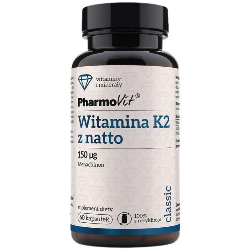 Pharmovit Vitamino K2 из натто 150 мкг пищевая добавка 60 капсул