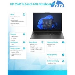 HP 255R G10 15.6 FHD 7735U 16GB 512SSD EN W11 Sudrabs D4TJ0ET