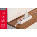 Extension Cable, 3 Sockets, 5 m, German Type, with Switch (3x1.5 mm), Rebel White Extension Cable, 3 Sockets, 5 m, German Type, with Switch (3x1.5 mm), Rebel White