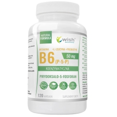 Wish Pharmaceutical Витамин B6 (P-5-P) 50 мг коферментная форма + L-лейцин + пребиотик, пищевая добавка, 120 капсул