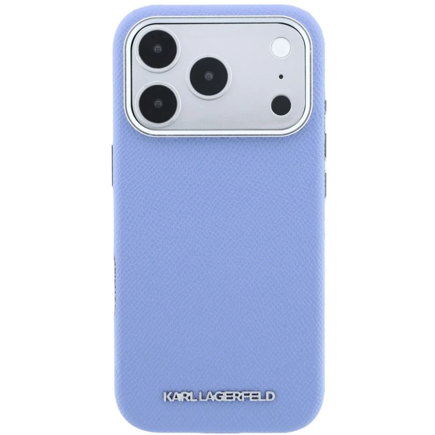 Karl Lagerfeld Teksturētas Ādas Pagarināta Logo MagSafe Lietotne iPhone 17 Pro / 18 Pro - Zila – 4