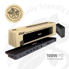 CLUB3D CSV-1564W100 kannettavien tietokoneiden telakka ja porttitoistin Telakointi USB 3.2 Gen 1 (3.1 Gen 1) Type-C Musta