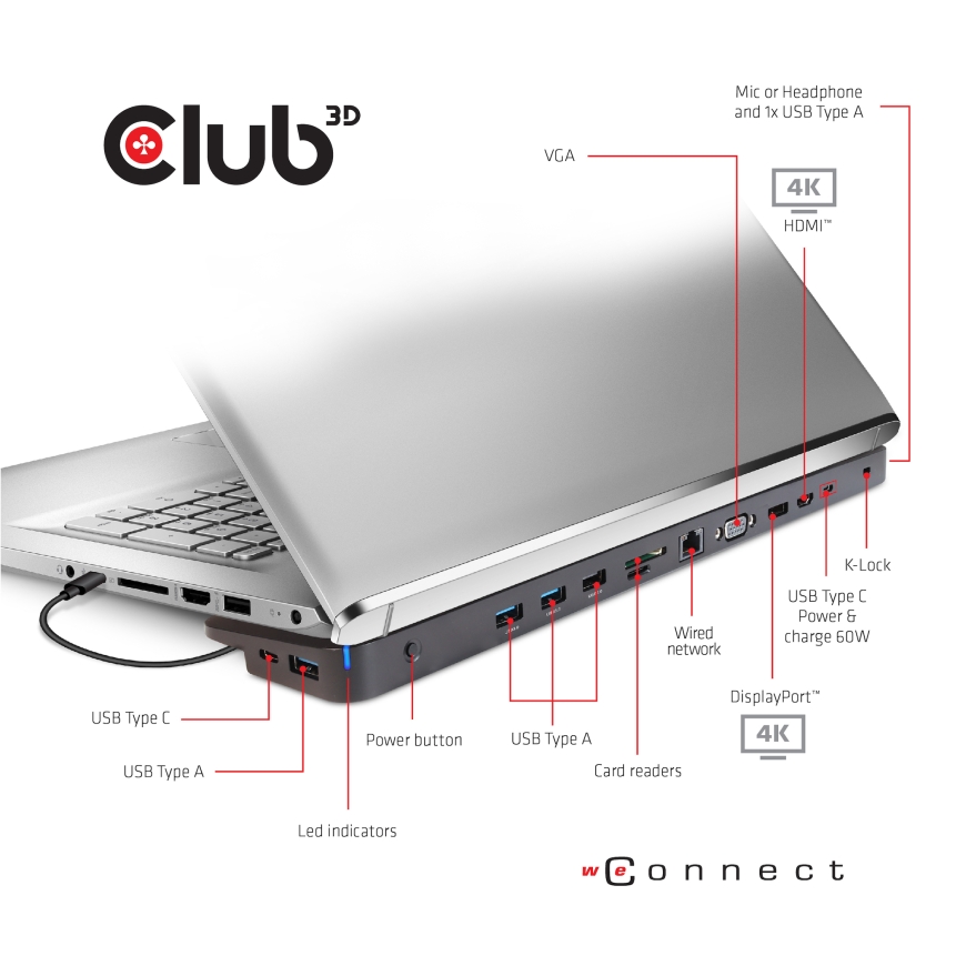 CLUB3D CSV-1564W100 док-станция для ноутбука Док-разъём USB 3.2 Gen 1 (3.1 Gen 1) Type-C Черный – 4