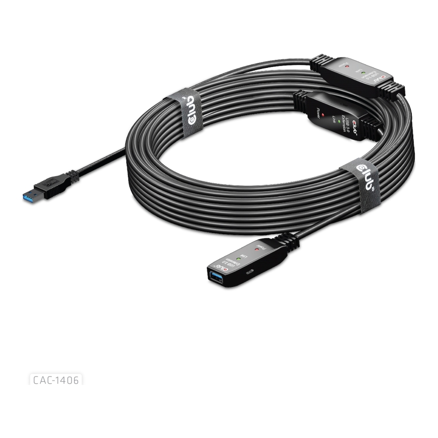 CLUB3D CAC-1406 USB kabelis USB 3.2 Gen 1 (3.1 Gen 1) 15 m USB A 5 Gbit/s Melns