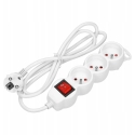 Orno 3-way extension cord 2P+Z with switch, 3m H05VV-F 3x1.5mm2, Imax16A, flat plug, white Orno 3-way extension cord 2P+Z with switch, 3m H05VV-F 3x1.5mm2, Imax16A, flat plug, white