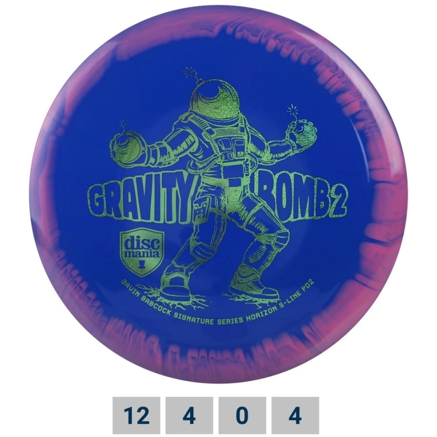Diskgolfkiekko Distance Driver S-LINE HORIZON PD2 Gravity Bomb 2 Sininen/Ruosa