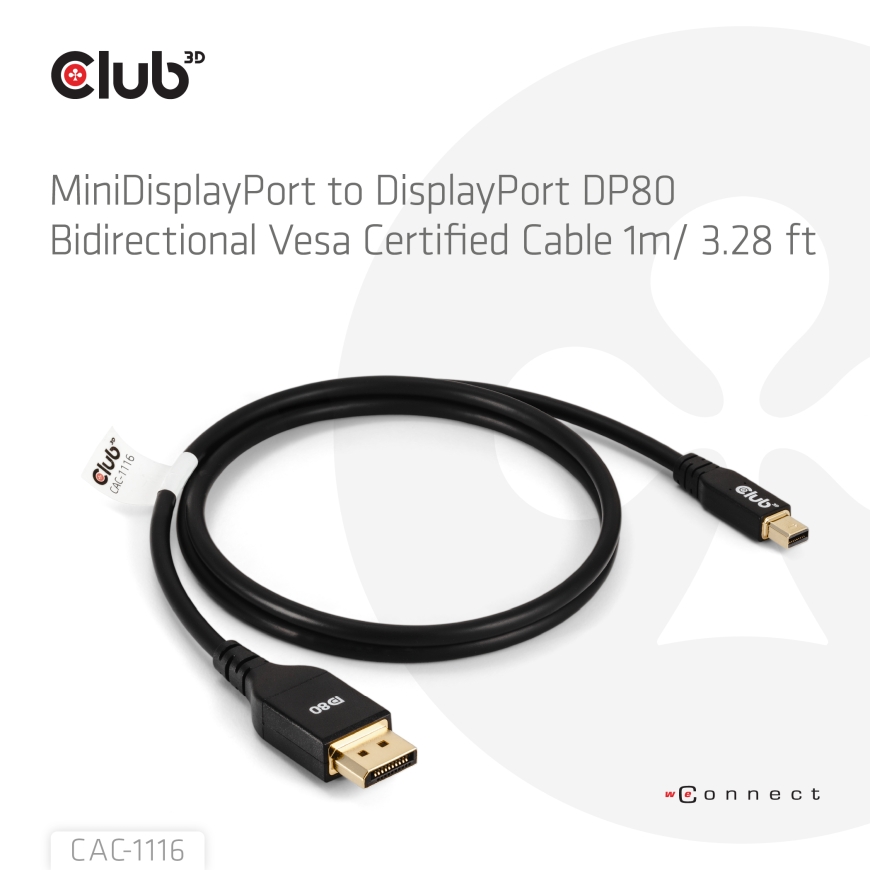 CLUB3D CAC-1116 DisplayPort-kaabel 1 m Mini DisplayPort Must – 3