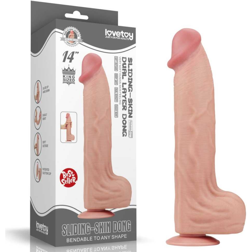 LOVETOY 14 inch king size sliding dual layer dong – 2