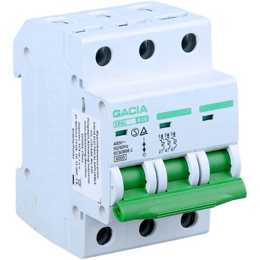 Sylvania Automatinis jungiklis, 6kA, B, 3 polių, 20A GACIA SB6L B 3P 20A
