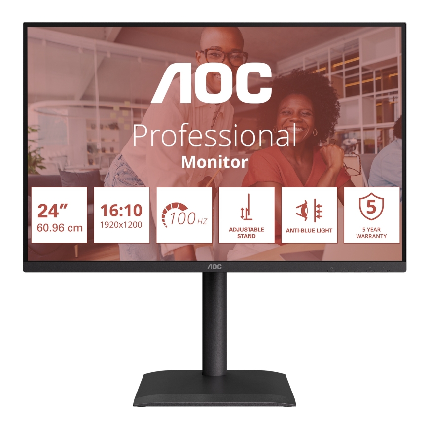 AOC E4 X24E4U PC lamekuvar 61 cm (24") 1920 x 1200 pikslit Full HD LED Must – 2
