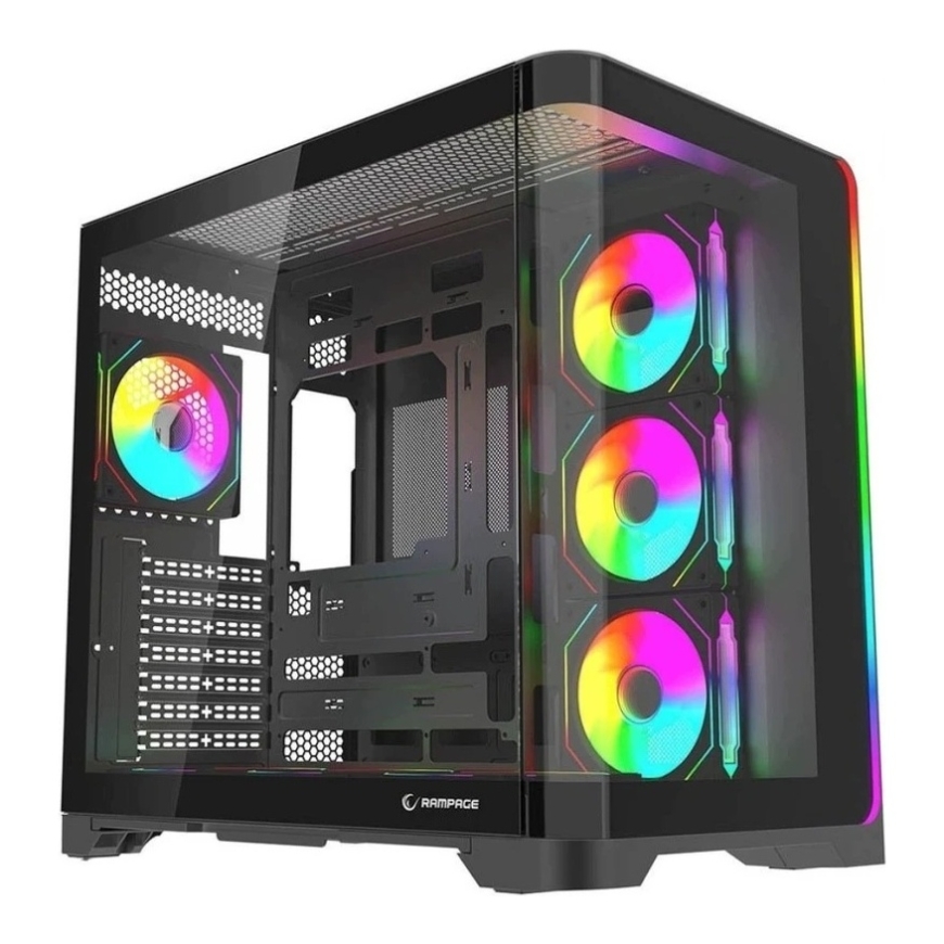 „Rampage LYRON“ mängurite arvutikorpus, „Mid Tower“, 7 ventilatorit, ARGB, PWM, must