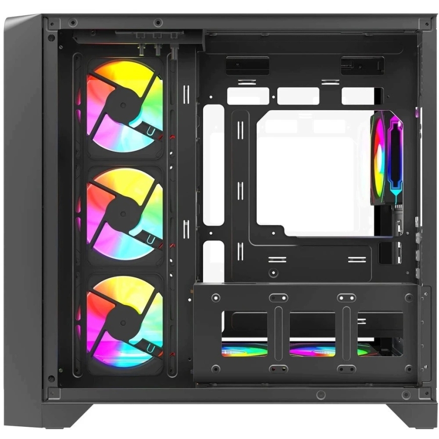 „Rampage LYRON“ pelitietokoneen kotelo, „Mid Tower“, 7 tuuletinta, ARGB, PWM, musta – 3