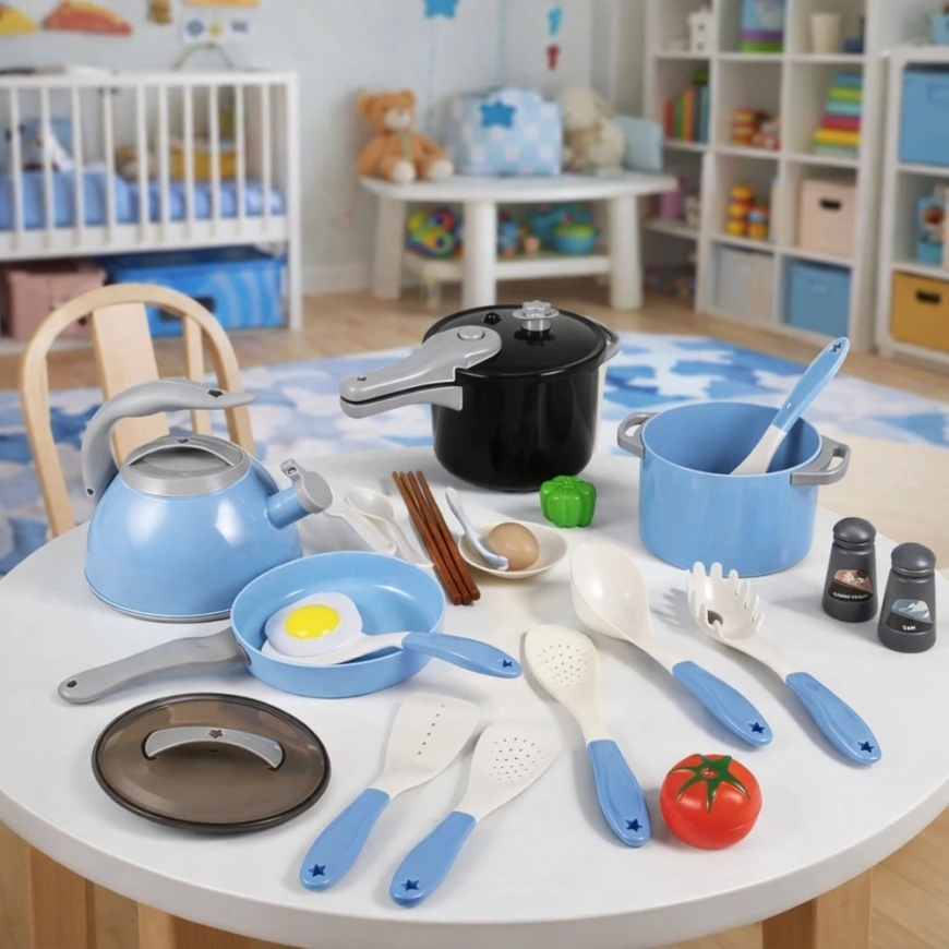 Lean Toys Virtuvės indų rinkinys mėlynas 32 vnt. – 3