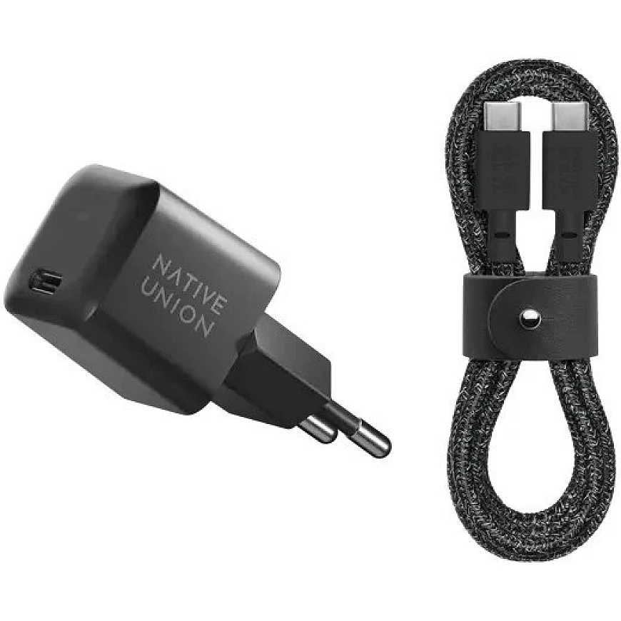 Native Union 30W USB-C kiire GaN laadija must + USB-C kaabel