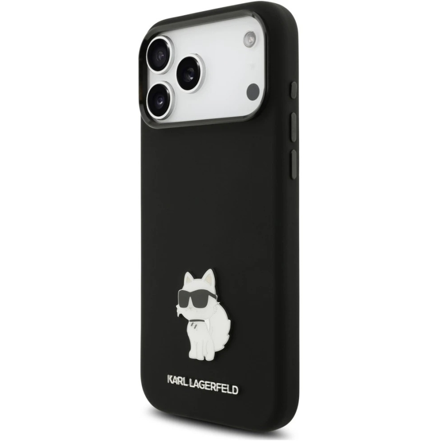Karl Lagerfeld Silicone Choupette Metal Pin Case for iPhone 18 Pro Max / 17 Pro Max Black – 2