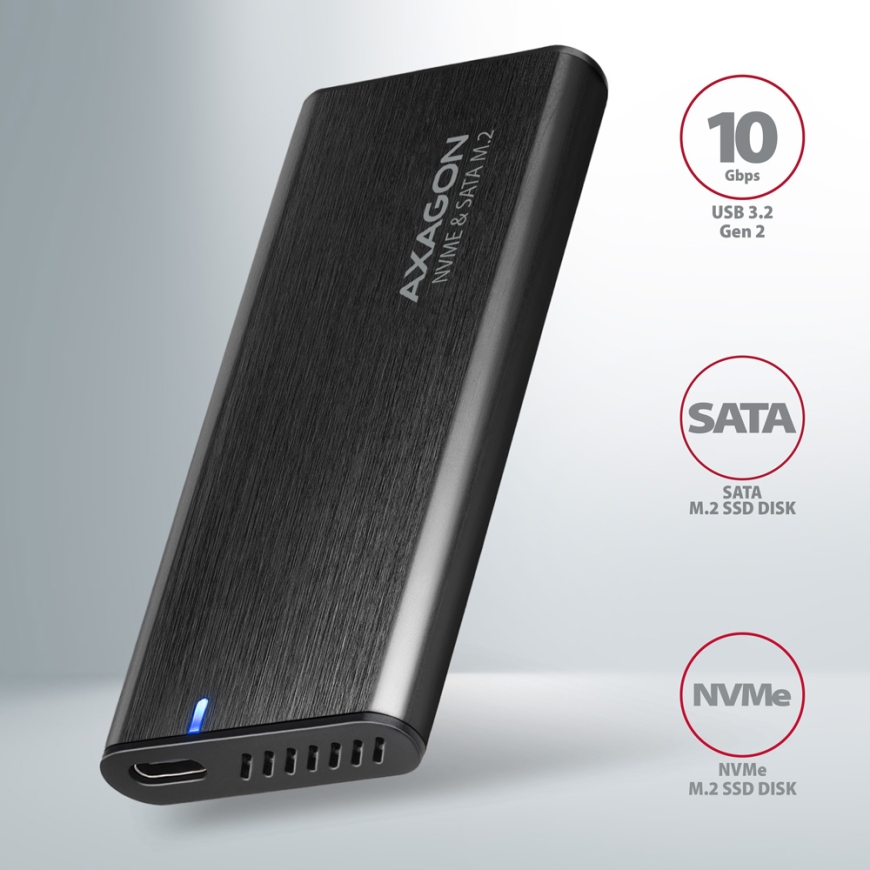 Axagon EEM2-SB2 tallennusaseman kotelo SSD-kotelo Musta M.2 – 2