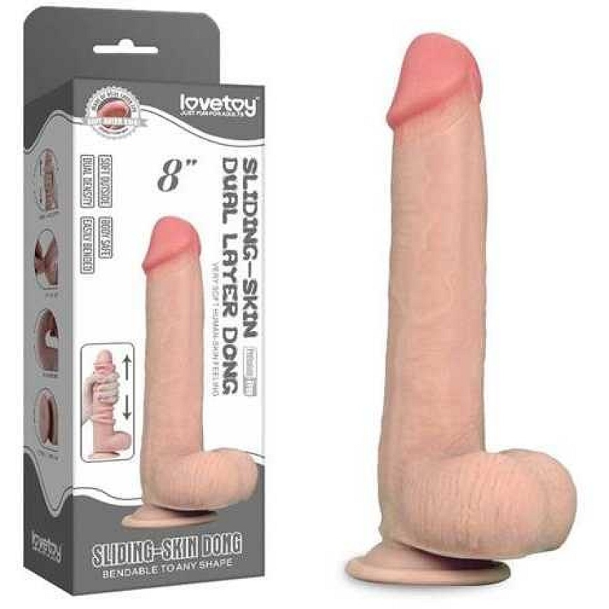 LoveToy 9 tuuman liukuva ihon kaksikerroksinen dildo